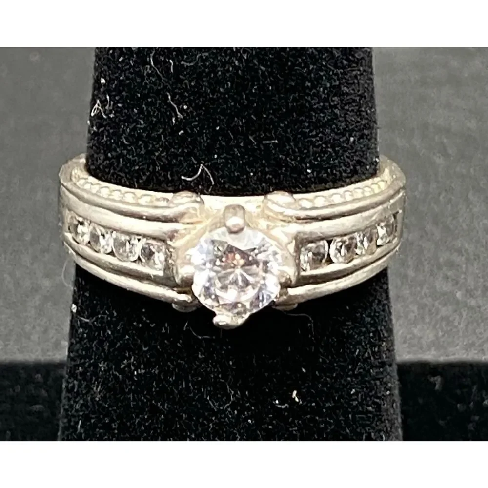 NF Chapal sterling silver 925 round CZ diamond engagement ring 6